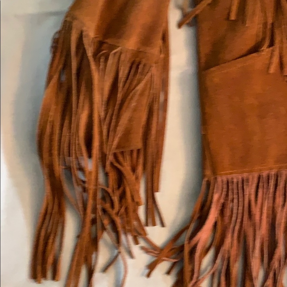 Brown Fringe Suede Jacket - Picture 4 of 7